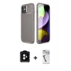 MARSİLYAN™- iPhone 11 Kılıf Eksen Form Prime - Şeffaf Uv Polymer Nano Ekran Koruyucu + PVD Metal Kamera Lens - TU