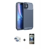 MARSİLYAN™- iPhone 11 Kılıf Eksen Form Prime - Siyah 34D Hayalet Izgaralı Cam + Gökkuşağı Pers Alüminyum Kamera Lens