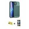 MARSİLYAN™- iPhone 11 Kılıf Eksen Form Prime - Siyah 34D Hayalet Izgaralı Cam + Rainbow Kamera Lens Koruma Cam - KI