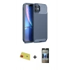 MARSİLYAN™- iPhone 11 Kılıf Eksen Form Prime - Siyah 34D Hayalet Izgaralı Cam + Rainbow Kamera Lens Koruma Cam - KI