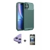 MARSİLYAN™- iPhone 11 Kılıf Eksen Form Prime - Siyah 34D Hayalet Izgaralı Cam + Raze Metal Kamera Lens - MR
