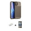 MARSİLYAN™- iPhone 11 Kılıf Eksen Form Prime - Siyah 34D Hayalet Izgaralı Cam + Renkli Kamera Lens Koruma Cam - SI