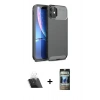 MARSİLYAN™- iPhone 11 Kılıf Eksen Form Prime - Siyah 34D Hayalet Izgaralı Cam + Kamera Lens Koruma Cam - SF