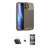 MARSİLYAN™- iPhone 11 Kılıf Eksen Form Prime - Siyah 34D Hayalet Izgaralı Cam + Kamera Lens Koruma Cam - SF