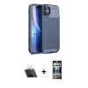MARSİLYAN™- iPhone 11 Kılıf Eksen Form Prime - Siyah 34D Hayalet Izgaralı Cam + Kamera Lens Koruma Cam - SF