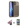 MARSİLYAN™- iPhone 11 Kılıf Eksen Form Prime - Siyah 34D Hayalet Izgaralı Cam + Raze Metal Kamera Lens - SH