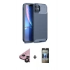 MARSİLYAN™- iPhone 11 Kılıf Eksen Form Prime - Siyah 34D Hayalet Izgaralı Cam + Raze Metal Kamera Lens - SH