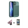 MARSİLYAN™- iPhone 11 Kılıf Eksen Form Prime - Siyah 34D Hayalet Izgaralı Cam + Raze Metal Kamera Lens - SH