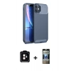 MARSİLYAN™- iPhone 11 Kılıf Eksen Form Prime - Siyah 34D Hayalet Izgaralı Cam + PVD Metal Kamera Lens - TU