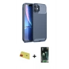MARSİLYAN™- iPhone 11 Kılıf Eksen Form Prime - Siyah 360 Mat Full Body Arka Koruyucu + Rainbow Kamera Lens Koruma Cam - KI