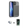 MARSİLYAN™- iPhone 11 Kılıf Eksen Form Prime - Siyah 360 Mat Full Body Arka Koruyucu + Lacivert Pers Alüminyum Kamera Lens