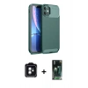 MARSİLYAN™- iPhone 11 Kılıf Eksen Form Prime - Siyah 360 Mat Full Body Arka Koruyucu + PVD Metal Kamera Lens - YL