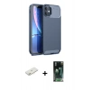 MARSİLYAN™- iPhone 11 Kılıf Eksen Form Prime - Siyah 360 Mat Full Body Arka Koruyucu + Renkli Kamera Lens Koruma Cam - TU