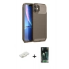 MARSİLYAN™- iPhone 11 Kılıf Eksen Form Prime - Siyah 360 Mat Full Body Arka Koruyucu + Renkli Kamera Lens Koruma Cam - TU