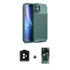 MARSİLYAN™- iPhone 11 Kılıf Eksen Form Prime - Siyah 360 Mat Full Body Arka Koruyucu + PVD Metal Kamera Lens - TU