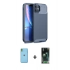MARSİLYAN™- iPhone 11 Kılıf Eksen Form Prime - Siyah 360 Mat Full Body Arka Koruyucu + Neon Fosforlu Kamera Lens - YL