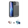 MARSİLYAN™- iPhone 11 Kılıf Eksen Form Prime - Siyah 3D Antistatik Cam Ekran Koruyucu + Pers Alüminyum Kamera Lens - KI