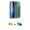 MARSİLYAN™- iPhone 11 Kılıf Eksen Form Prime - Siyah 3D Antistatik Cam Ekran Koruyucu + Rainbow Kamera Lens Koruma Cam - KI