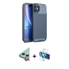 MARSİLYAN™- iPhone 11 Kılıf Eksen Form Prime - Siyah 3D Antistatik Cam Ekran Koruyucu + Raze Metal Kamera Lens - KI