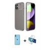 MARSİLYAN™- iPhone 11 Kılıf Eksen Form Prime - Siyah 3D Antistatik Cam Ekran Koruyucu + Neon Fosforlu Kamera Lens - MI