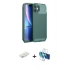 MARSİLYAN™- iPhone 11 Kılıf Eksen Form Prime - Siyah 3D Antistatik Cam Ekran Koruyucu + Renkli Kamera Lens Koruma Cam - PE