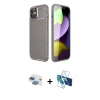 MARSİLYAN™- iPhone 11 Kılıf Eksen Form Prime - Siyah 3D Antistatik Cam Ekran Koruyucu + Pers Alüminyum Kamera Lens - GI
