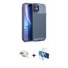 MARSİLYAN™- iPhone 11 Kılıf Eksen Form Prime - Siyah 3D Antistatik Cam Ekran Koruyucu + Pers Alüminyum Kamera Lens - GD