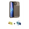 MARSİLYAN™- iPhone 11 Kılıf Eksen Form Prime - Siyah 3D Antistatik Cam Ekran Koruyucu + Rainbow Kamera Lens Koruma Cam - KI