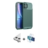 MARSİLYAN™- iPhone 11 Kılıf Eksen Form Prime - Siyah 3D Antistatik Cam Ekran Koruyucu + Raze Metal Kamera Lens - GS