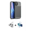 MARSİLYAN™- iPhone 11 Kılıf Eksen Form Prime - Siyah 3D Antistatik Cam Ekran Koruyucu + Raze Metal Kamera Lens - GS