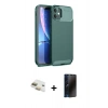MARSİLYAN™- iPhone 11 Kılıf Eksen Form Prime - Siyah 3D Antistatik Hayalet Cam Ekran Koruyucu + Pers Alüminyum Kamera Lens - GD