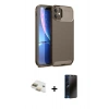 MARSİLYAN™- iPhone 11 Kılıf Eksen Form Prime - Siyah 3D Antistatik Hayalet Cam Ekran Koruyucu + Pers Alüminyum Kamera Lens - GD