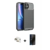 MARSİLYAN™- iPhone 11 Kılıf Eksen Form Prime - Siyah 3D Antistatik Hayalet Cam Ekran Koruyucu + Pers Alüminyum Kamera Lens - GD
