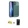 MARSİLYAN™- iPhone 11 Kılıf Eksen Form Prime - Siyah 3D Antistatik Hayalet Cam Ekran Koruyucu + Rainbow Kamera Lens Koruma Cam - KI