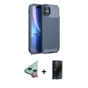 MARSİLYAN™- iPhone 11 Kılıf Eksen Form Prime - Siyah 3D Antistatik Hayalet Cam Ekran Koruyucu + Raze Metal Kamera Lens - KI