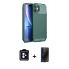 MARSİLYAN™- iPhone 11 Kılıf Eksen Form Prime - Siyah 3D Antistatik Hayalet Cam Ekran Koruyucu + PVD Metal Kamera Lens - MI