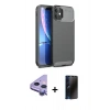 MARSİLYAN™- iPhone 11 Kılıf Eksen Form Prime - Siyah 3D Antistatik Hayalet Cam Ekran Koruyucu + Raze Metal Kamera Lens - MR