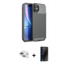 MARSİLYAN™- iPhone 11 Kılıf Eksen Form Prime - Siyah 3D Antistatik Hayalet Cam Ekran Koruyucu + Pers Alüminyum Kamera Lens - YL