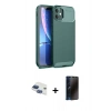 MARSİLYAN™- iPhone 11 Kılıf Eksen Form Prime - Siyah 3D Antistatik Hayalet Cam Ekran Koruyucu + Pers Alüminyum Kamera Lens - LT