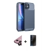 MARSİLYAN™- iPhone 11 Kılıf Eksen Form Prime - Siyah 3D Antistatik Hayalet Cam Ekran Koruyucu + Raze Metal Kamera Lens - SH