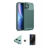 MARSİLYAN™- iPhone 11 Kılıf Eksen Form Prime - Siyah 3D Antistatik Hayalet Cam Ekran Koruyucu + Raze Metal Kamera Lens - MI