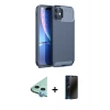 MARSİLYAN™- iPhone 11 Kılıf Eksen Form Prime - Siyah 3D Antistatik Hayalet Cam Ekran Koruyucu + Raze Metal Kamera Lens - MI
