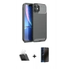 MARSİLYAN™- iPhone 11 Kılıf Eksen Form Prime - Siyah 3D Antistatik Hayalet Cam Ekran Koruyucu + Şeffaf Kamera Lens Koruma Cam