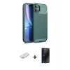 MARSİLYAN™- iPhone 11 Kılıf Eksen Form Prime - Siyah 3D Antistatik Hayalet Cam Ekran Koruyucu + Renkli Kamera Lens Koruma Cam - TU