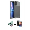 MARSİLYAN™- iPhone 11 Kılıf Eksen Form Prime - Siyah 3D Antistatik Mat Seramik Nano Ekran Koruyucu + Raze Metal Kamera Lens - KI