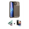 MARSİLYAN™- iPhone 11 Kılıf Eksen Form Prime - Siyah 3D Antistatik Mat Seramik Nano Ekran Koruyucu + Raze Metal Kamera Lens - KI
