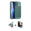 MARSİLYAN™- iPhone 11 Kılıf Eksen Form Prime - Siyah 3D Antistatik Mat Seramik Nano Ekran Koruyucu + Raze Metal Kamera Lens - KI