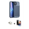 MARSİLYAN™- iPhone 11 Kılıf Eksen Form Prime - Siyah 3D Antistatik Mat Seramik Nano Ekran Koruyucu + Pers Alüminyum Kamera Lens - GD