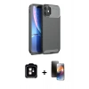MARSİLYAN™- iPhone 11 Kılıf Eksen Form Prime - Siyah 3D Antistatik Mat Seramik Nano Ekran Koruyucu + PVD Metal Kamera Lens - TU