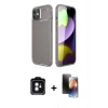 MARSİLYAN™- iPhone 11 Kılıf Eksen Form Prime - Siyah 3D Antistatik Mat Seramik Nano Ekran Koruyucu + PVD Metal Kamera Lens - YL